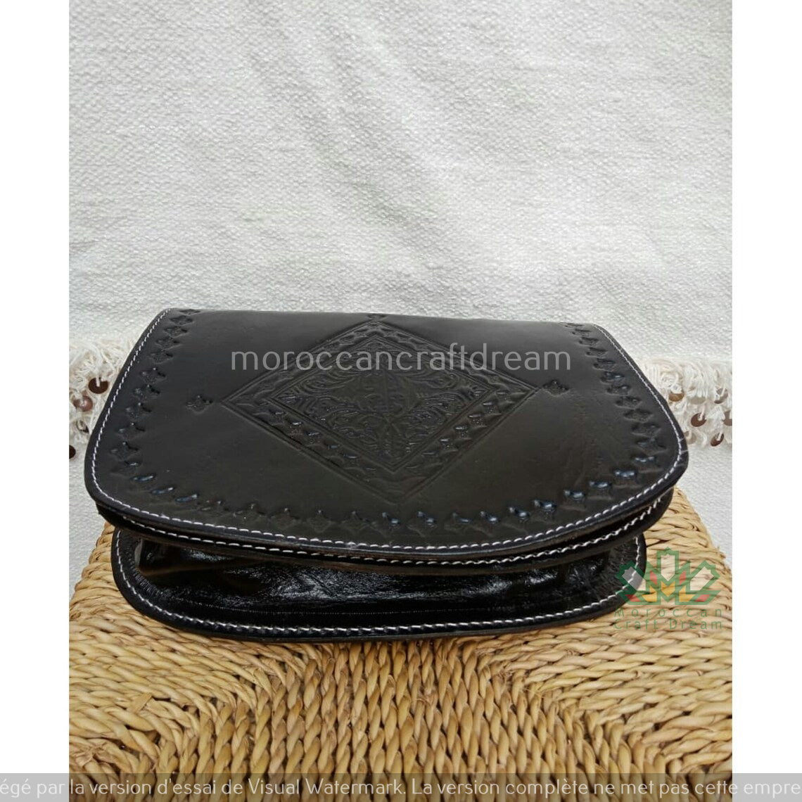 Sac en cuir Sweerly noir SB1BL – Sac à bandoulière bohème, sac à main