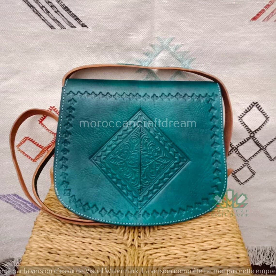 Sac en cuir Sweerly Teal SB1TE – Sac à bandoulière bohème, sac à main